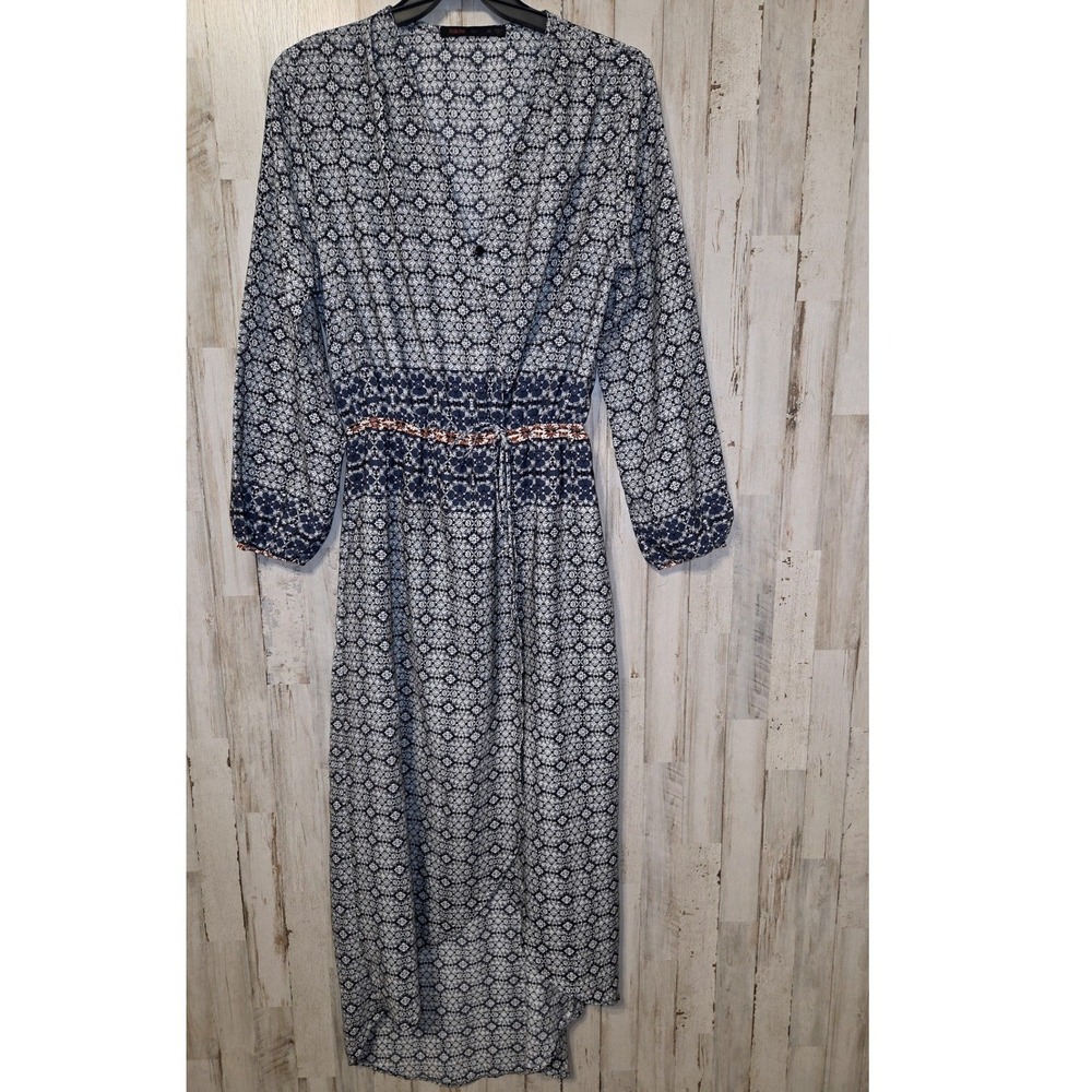 Fraichie by J size M Faux-Wrap Long sleeve V Dress Flare Hi-Low
